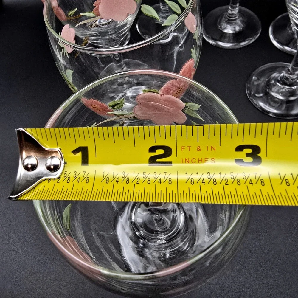 Franciscan Desert Rose Wine Goblets Set of 8 Pink Floral Stemmed Water Glasses